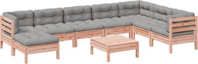 vidaXL Καναπές Κήπου Σετ 9 Τεμ. Μασίφ Ψευδοτσούγκα Ελάτης Μαξιλάρια