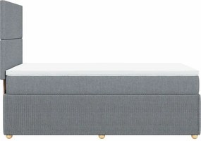 vidaXL Κρεβάτι Boxspring με Στρώμα Ανοιχτό Γκρι 100x200 εκ. Υφασμάτινο