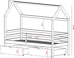 Κρεβάτι Σπιτάκι Montessori - LILA 90x190 graphite