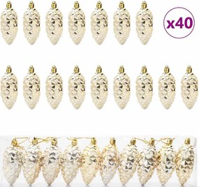 vidaXL Μπάλα από κουκουνάρι Χριστουγέννων 40 pcs Χρυσό Πλαστικό