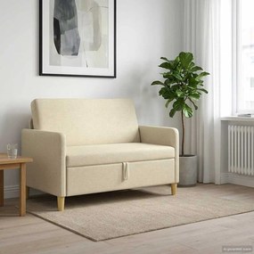 vidaXL Καναπές με Αποθήκευση Κρεμ 122 x 78 x 87 εκ Πολυεστέρας
