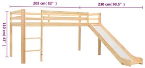vidaXL Πλαίσιο Υπερυψ. Κρεβατιού με Τσουλήθρα & Σκάλα 97x208 εκ. Πεύκο