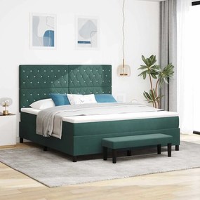 vidaXL Κρεβάτι με ελατήρια Σκούρο πράσινο 180 x 200 cm Βελούδο