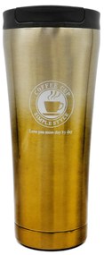 Ποτήρι Θερμός με Καπάκι Ασφαλείας 500ml JB-1715 Χρυσό - Ασημί