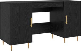 vidaXL Γραφείο με ράφι Μαύρη δρυς 140 x 50 x 75 εκ. Επεξεργασμένο ξύλο