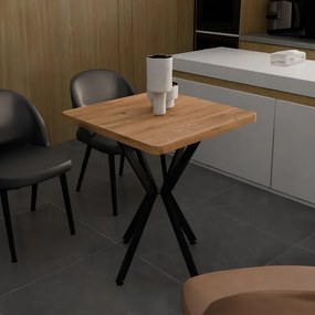 ΤΡΑΠΕΖΙ PRESTONE PAKOWORLD OAK ΜΕΛΑΜΙΝΗΣ-ΜΑΥΡΟ ΜΕΤΑΛΛΟ 70X70X75ΕΚ