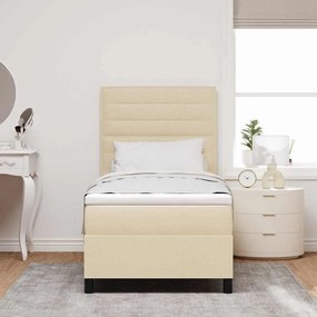 vidaXL Κρεβάτι με ελατήρια με στρώμα Κρεμ 100 x 200 cm ύφασμα