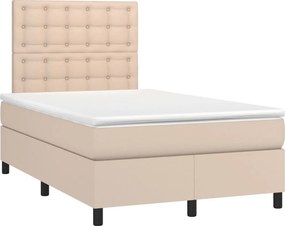 vidaXL Κρεβάτι Boxspring Στρώμα&amp;LED Καπουτσίνο 120x200 εκ. Συνθ. Δέρμα
