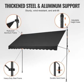 VEVOR 138x47" Patio Awning Retractable Patio Canopy Sunsetter with Crank Handle