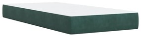 vidaXL Κρεβάτι Boxspring με Στρώμα Σκούρο Πράσινο 90x190 εκ. Βελούδινο