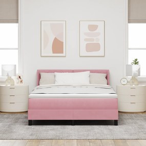 vidaXL Ροζ  Κρεβάτι με Στρώμα 160x200 cm Βελούδο