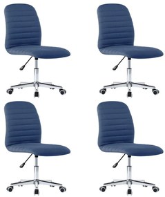 Καρέκλες Τραπεζαρίας 4 τεμ. Μπλε Υφασμάτινες - Μπλε