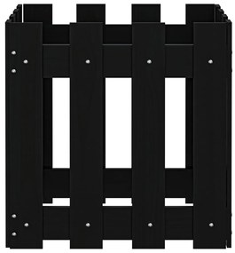 vidaXL Ζαρντινιέρα με Σχέδιο Φράχτη Μαύρη 40 x 40 x 40 εκ. Μασίφ Πεύκο