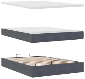 vidaXL Οθωμανικό κρεβάτι με στρώμα σκούρο γκρι 140x200cm Βελούδο