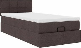 vidaXL Οθωμανικό κρεβάτι με στρώμα Σκούρο καφέ 80x200cm ύφασμα