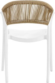 DONNA Πολυθρόνα-Pro Στοιβαζόμενη, PP-UV Άσπρο, Rope Wicker Φυσικό   1τμχ