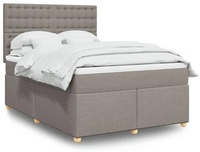 Κρεβάτι Boxspring με Στρώμα Taupe 140x190 εκ. Υφασμάτινο