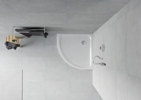 Mexen Flat ημικυκλικός ντους slim 70 x 70 cm, λευκό, σιφόνι χρωμίου - 41107070