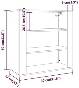 Ντουλάπι Τοίχου Γκρι Σκυρ. 80x33x80 εκ. Επεξεργασμένο Ξύλο - Γκρι