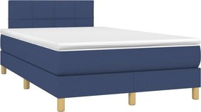 vidaXL Κρεβάτι Boxspring με Στρώμα &amp; LED Μπλε 120x200 εκ. Υφασμάτινο