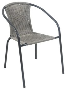 BALENO-W Πολυθρόνα Στοιβαζόμενη, Μέταλλο Βαφή Μαύρο, Wicker Mixed Grey  52x60x72cm [-Γκρι-, -Μαύρο-] [-Wicker-, -Μέταλλο-] Ε2401,20