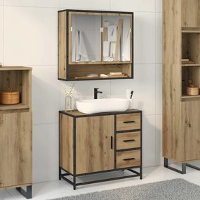 vidaXL Ντουλάπα Νιπτήρα Mπάνιου με ράφι artisan δρυς 65 x 33 x 60 εκ