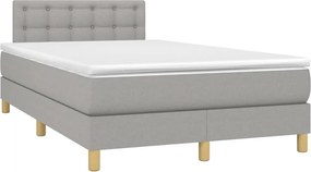vidaXL Κρεβάτι Boxspring με Στρώμα Ανοιχτό Γκρι 120x200 εκ. Υφασμάτινο
