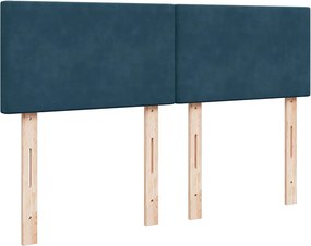 vidaXL Κρεβάτι Boxspring με Στρώμα Μπλε 160x200 εκ. Βελούδινο