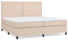 Κρεβάτι Boxspring με Στρώμα Καπουτσίνο 200x200εκ.από Συνθ.Δέρμα - Καφέ