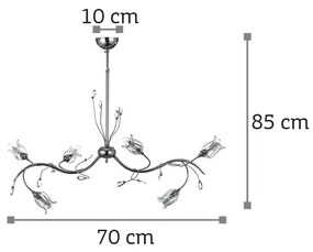InLight Κρεμαστό φωτιστικό από χρώμιο μέταλλο κρύσταλλα και λευκό γυαλί (5224-6-Χρώμιο)