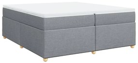 vidaXL Κρεβάτι Boxspring με Στρώμα Ανοιχτό Γκρι 200x200 εκ. Υφασμάτινο