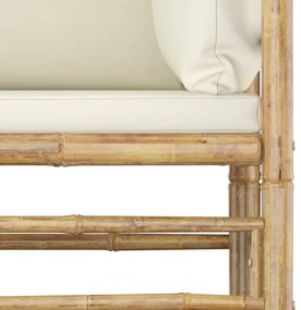 vidaXL Σαλόνι Κήπου Σετ 9 τεμ. από Μπαμπού με Λευκά Κρεμ Μαξιλάρια