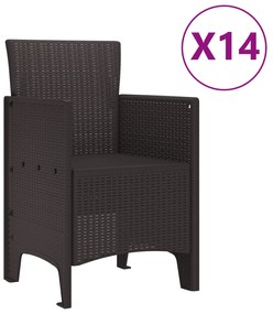 vidaXL Σετ τραπεζαρίας κήπου 15 τεμαχίων Καφέ Πολυ Ρατάν