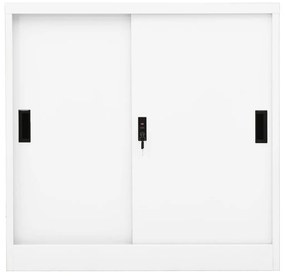 Ντουλάπι Γραφείου με Συρόμενη Πόρτα Λευκό 90x40x90 εκ. Ατσάλινο - Λευκό