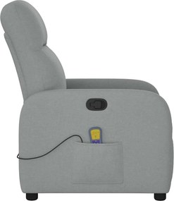 vidaXL Πολυθρόνα Μασάζ Ανακλινόμενη Ανοιχτό Γκρι Υφασμάτινη