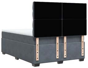 Κρεβάτι Boxspring με Στρώμα Σκούρο Γκρι 140x200 εκ. Βελούδινο - Γκρι