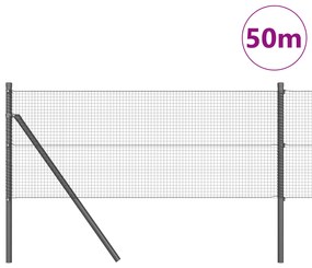 vidaXL Συρματόπλεγμα με 13 Στυλους Γκρι 0.8x50 μ Χάλυβας
