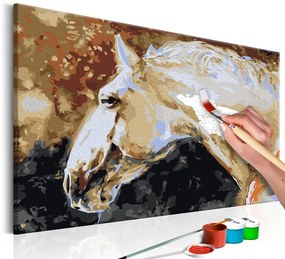 Εικόνα ζωγραφικής με αριθμούς λευκό άλογο - 60x40