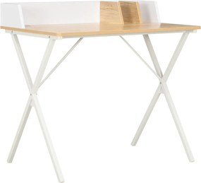 vidaXL Γραφείο Λευκό / Φυσικό Χρώμα 80 x 50 x 84 εκ.