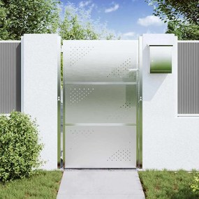vidaXL Πύλη Κήπου 85 x 144 εκ Ανοξείδωτο Ατσάλι Ασημί Κλειδώσιμο