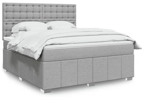 vidaXL Κρεβάτι Boxspring με Στρώμα Ανοιχτό Γκρι 180x200 εκ. Υφασμάτινο