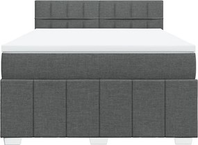 vidaXL Κρεβάτι Boxspring με Στρώμα Σκούρο Γκρι 140x200 εκ Υφασμάτινο