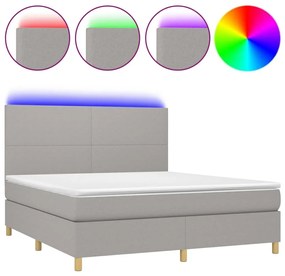 Κρεβάτι Boxspring με Στρώμα &amp; LED Αν.Γκρι 180x200εκ. Υφασμάτινο - Γκρι