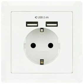 Πρίζα Τοίχου με 2 Θύρες USB TooQ 10.35.0010 5V/2.4A Λευκό 2,4 A