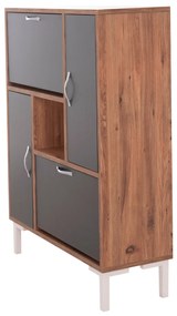 ΠΑΠΟΥΤΣΟΘΗΚΗ MEDY HM18187.02 ΜΕΛΑΜΙΝΗ ΣΕ ΦΥΣΙΚΟ &amp;amp; ΑΝΘΡΑΚΙ-ΜΑΥΡΑ ΠΟΔΙΑ 85x30x108.5Υεκ - 0615378 - HM18187.02