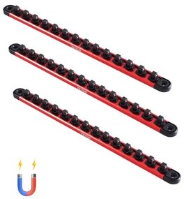 VEVOR Socket Organizer Rail Set 3PCS Aluminum Socket Organizers with 40 Clips