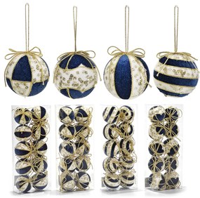 Χριστουγεννιάτικη Μπάλα Μπλε 60mm Σετ 10Τμχ Σε 4 Σχέδια