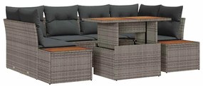 vidaXL Σετ Καναπέ Κήπου με αποθήκευση 7 pcs Γκρι Πολυ ράταν