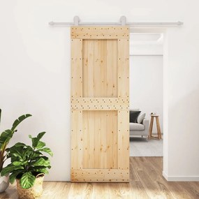 vidaXL Συρόμενη Μεσόπορτα με Μηχανισμό 80 x 210 εκ. Μασίφ Ξύλο Πεύκου