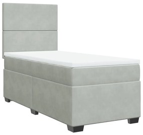 Κρεβάτι Boxspring με Στρώμα Ανοιχτό Γκρι 80x200 εκ. Βελούδινο - Γκρι